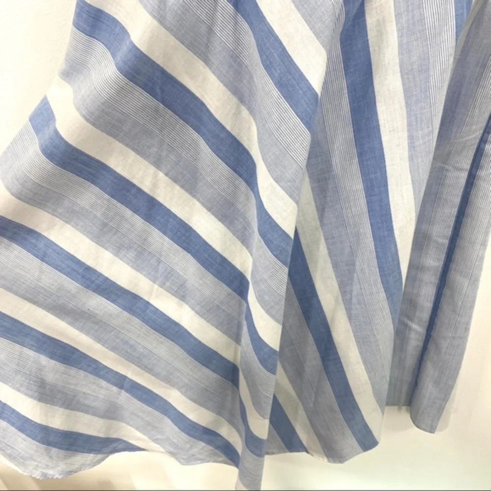 Vintage Blue + White Stripe Casual Swing Day Dress - Picture 5 of 8